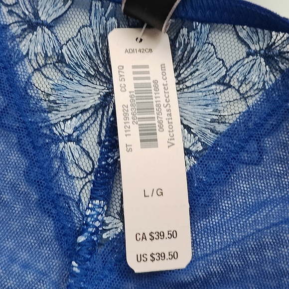 NWT VICTORIA'S SECRET VERY SEXY BUTTERFLY EMBROIDERY STRAPPY BIKINI PANTY BLUE L - Picture 5 of 6